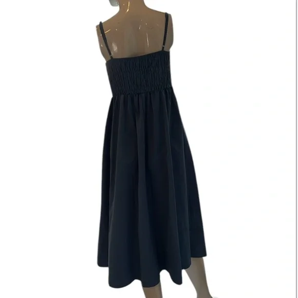 AEL Amy Enjoy Life Studio Marion Bustier Blue Button A-Line Midi Dress Size M - Picture 7 of 12
